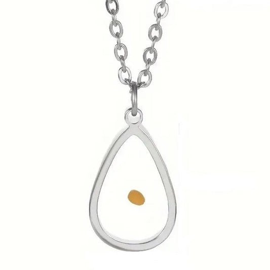 Stainless Steel Oval Mustard Seed Necklace