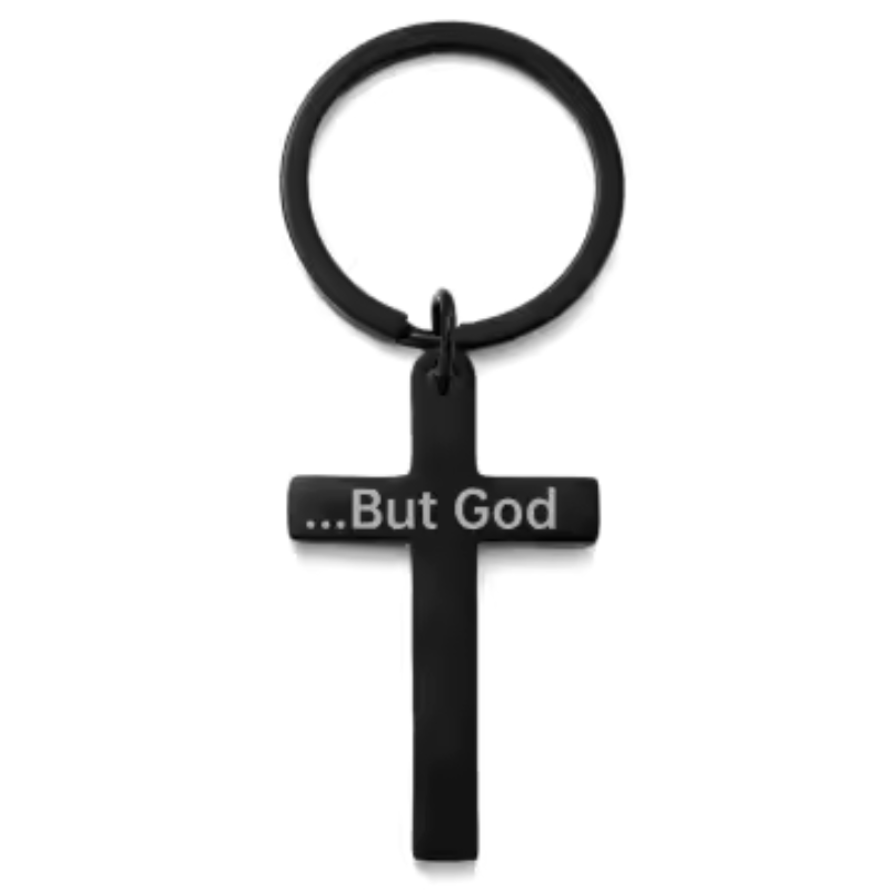 "...But God" Cross Keychain