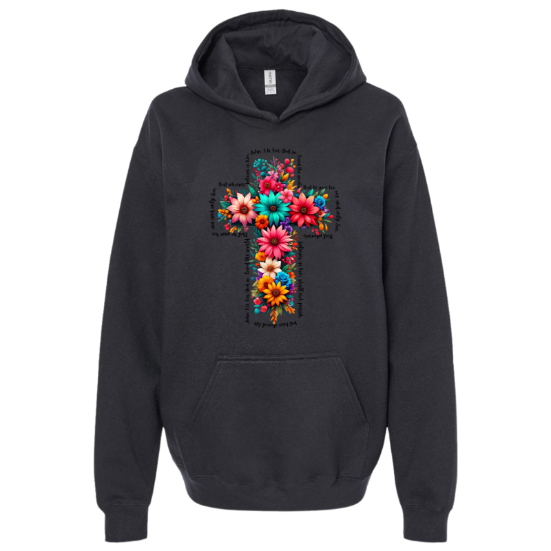 Floral Cross John 3:16 Hoodie