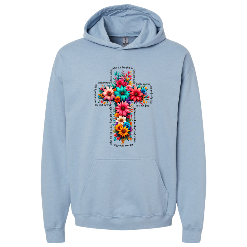 Floral Cross John 3:16 Hoodie