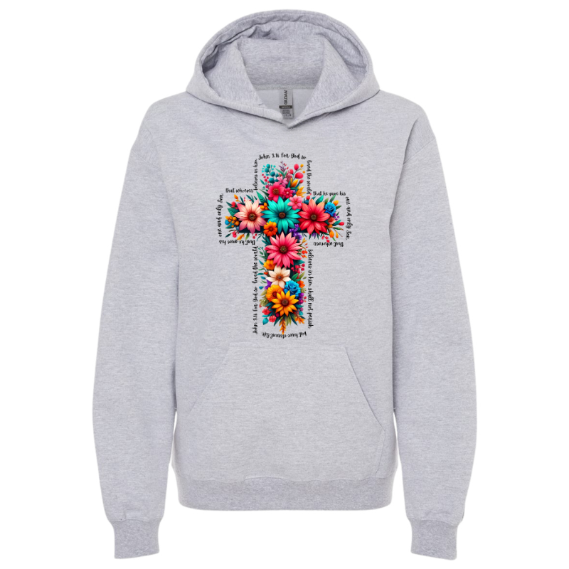 Floral Cross John 3:16 Hoodie