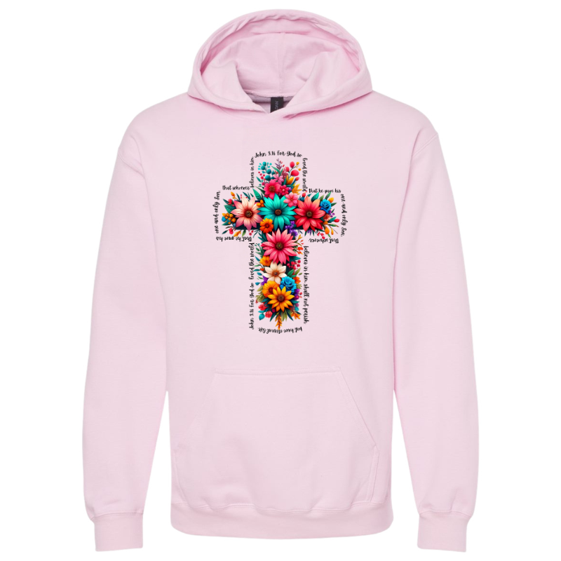 Floral Cross John 3:16 Hoodie