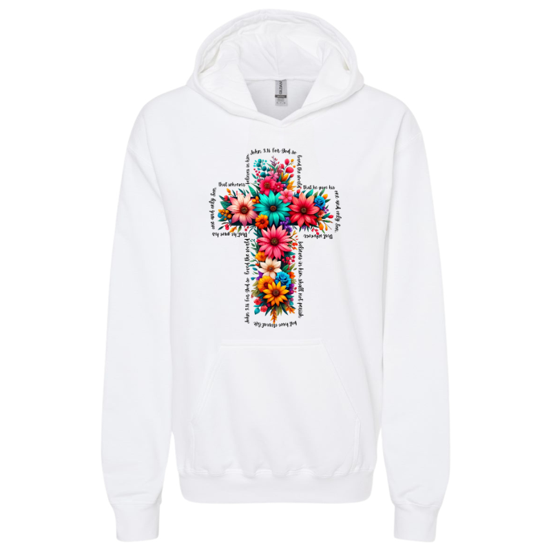 Floral Cross John 3:16 Hoodie