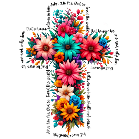 Floral Cross John 3:16 T-shirt