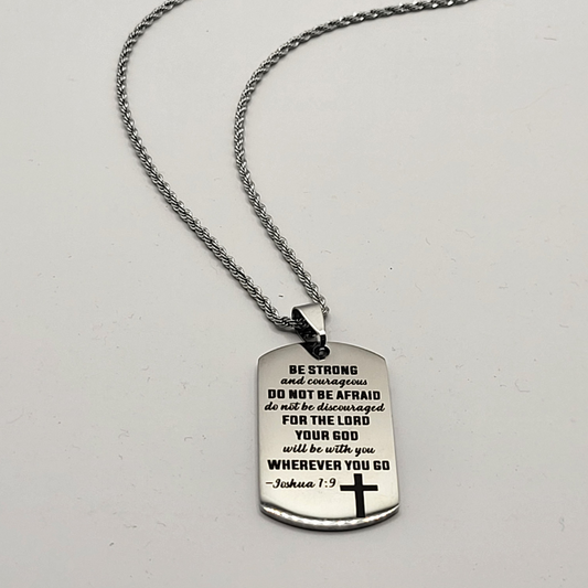 Joshua 1:9 Dog Tag Necklace