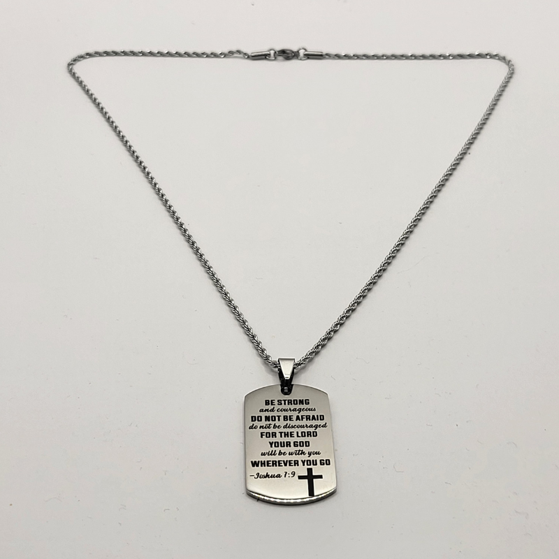 Joshua 1:9 Dog Tag Necklace