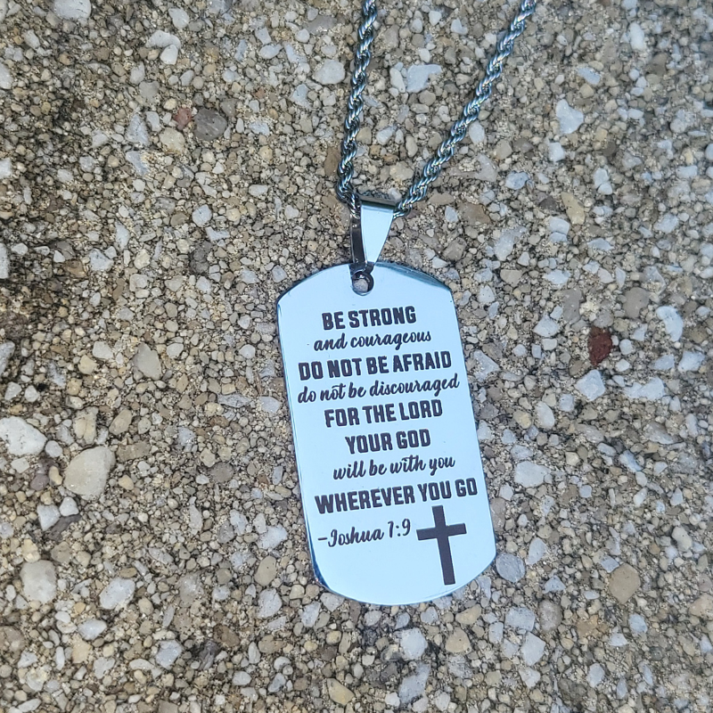 Joshua 1:9 Dog Tag Necklace