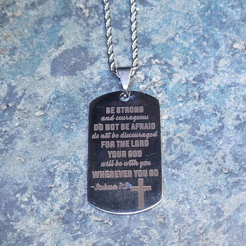 Joshua 1:9 Dog Tag Necklace