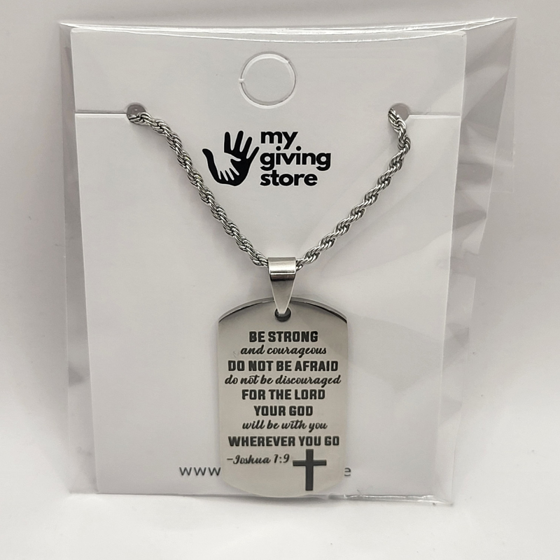 Joshua 1:9 Dog Tag Necklace