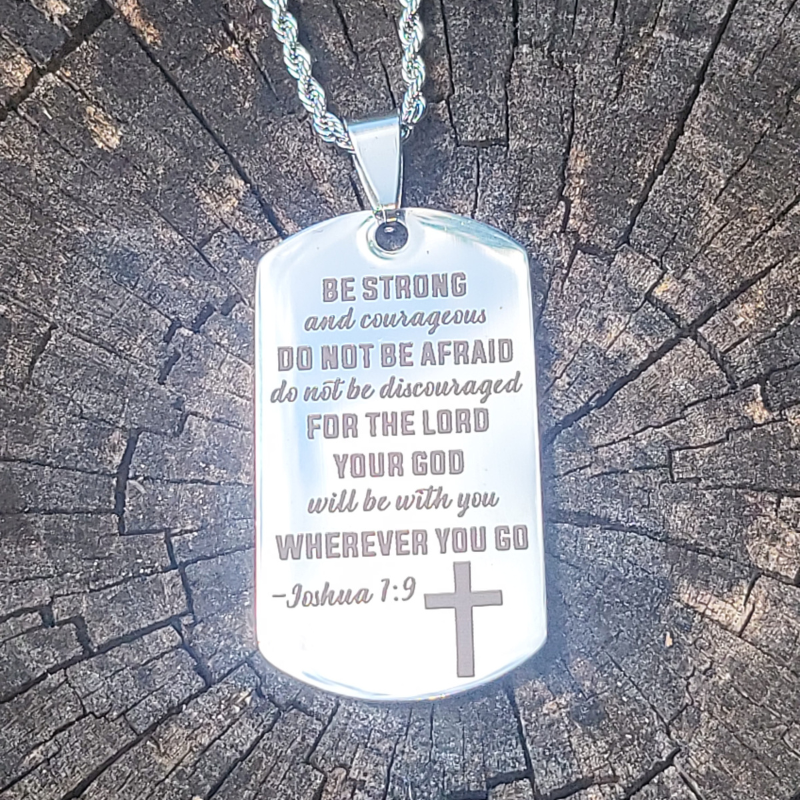 Joshua 1:9 Dog Tag Necklace