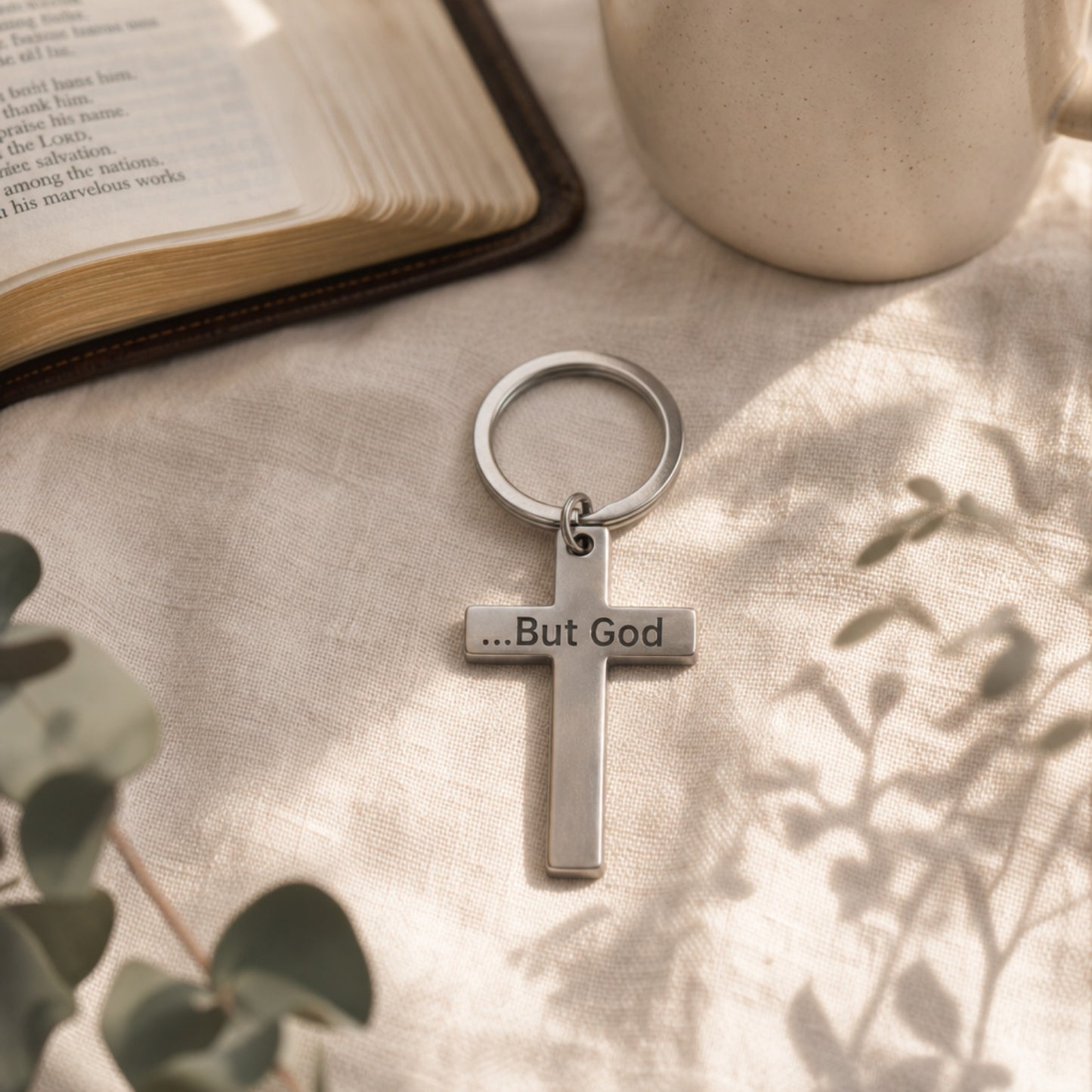 ...But God Cross Keychain