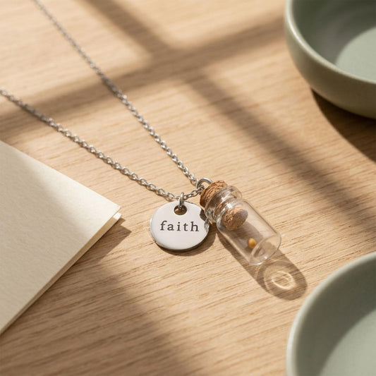 Mustard Seed Bottle Necklace
