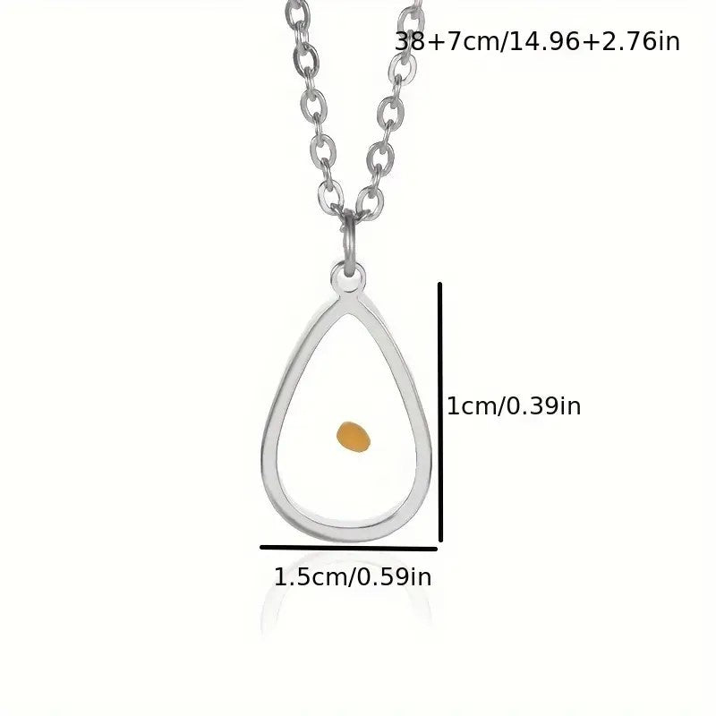 Stainless Steel Oval Mustard Seed Necklace