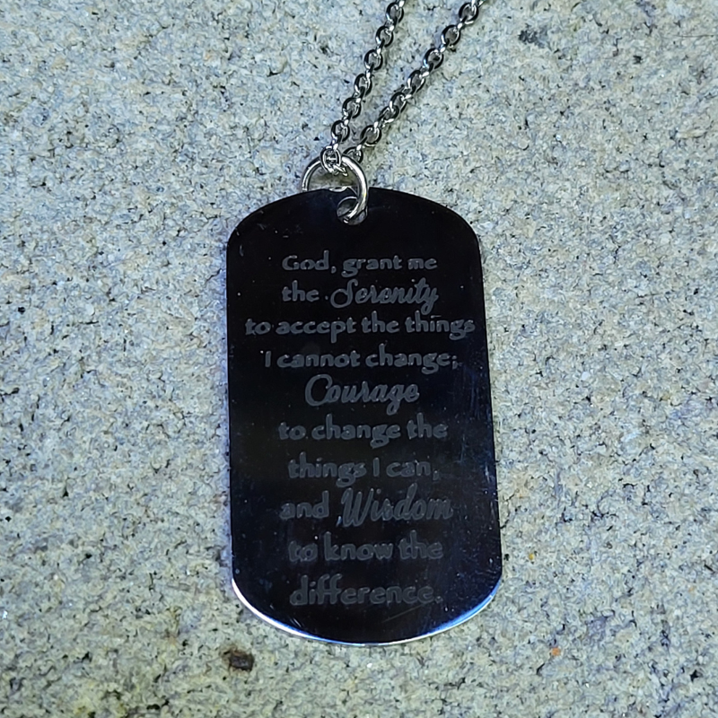 Serenity Prayer Dog Tag Necklace