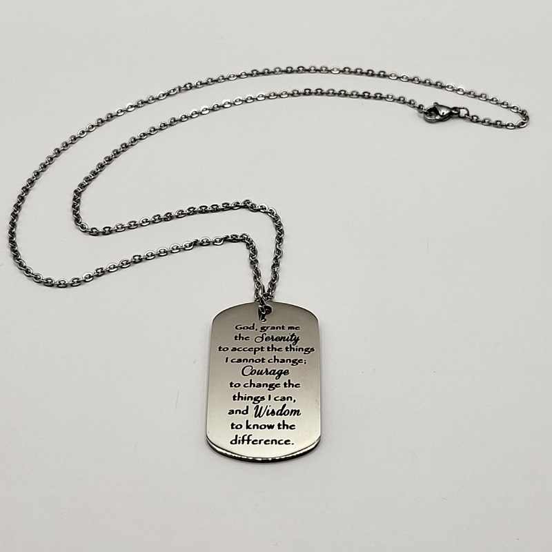 Serenity Prayer Dog Tag Necklace