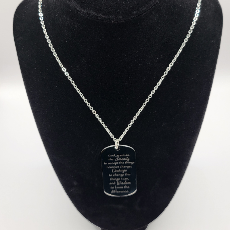 Serenity Prayer Dog Tag Necklace