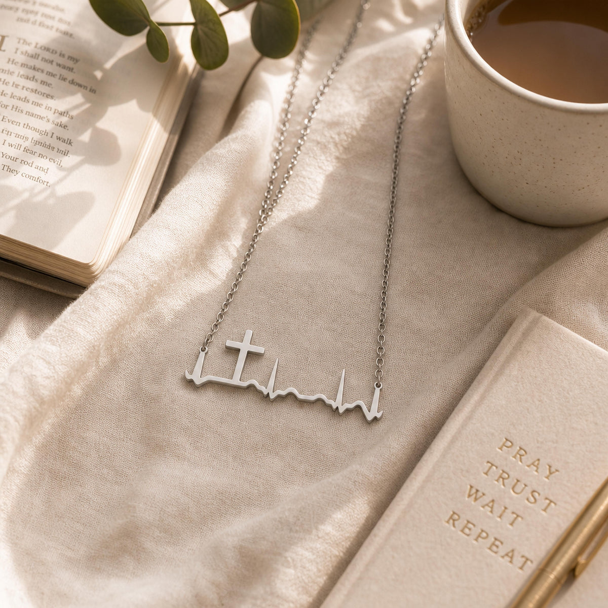 Heartbeat Cross Necklace
