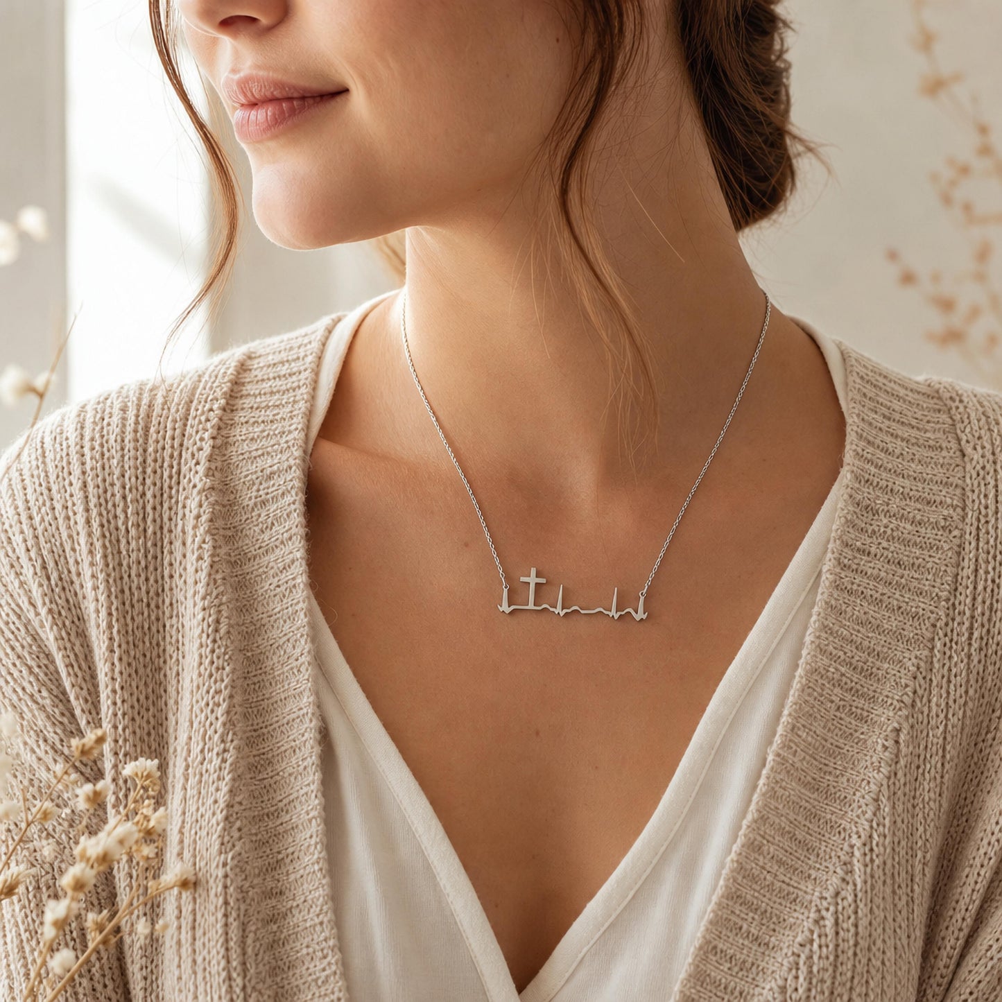 Heartbeat Cross Necklace