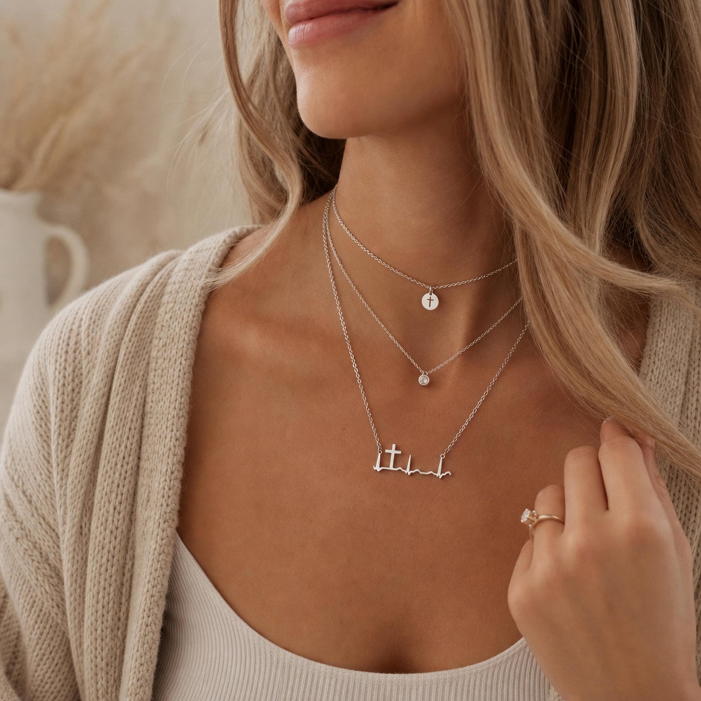 Heartbeat Cross Necklace