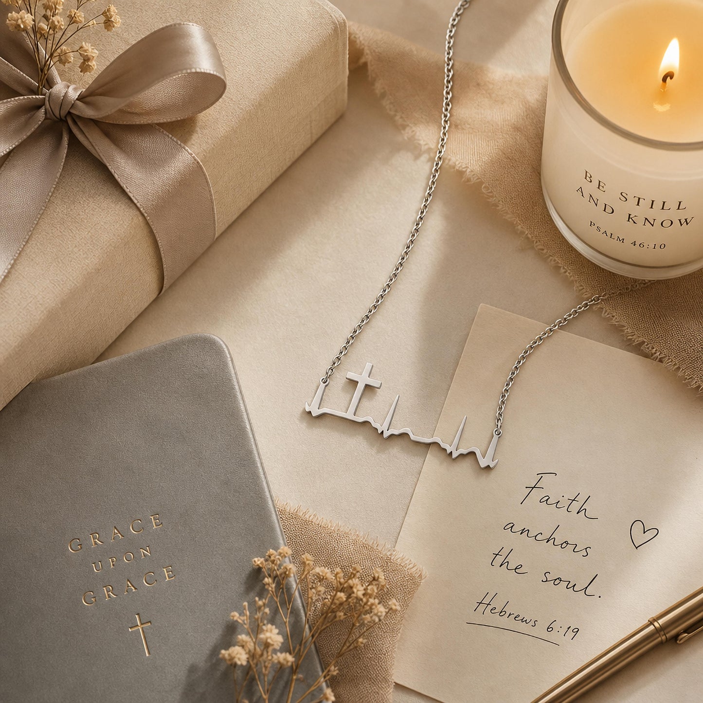 Heartbeat Cross Necklace
