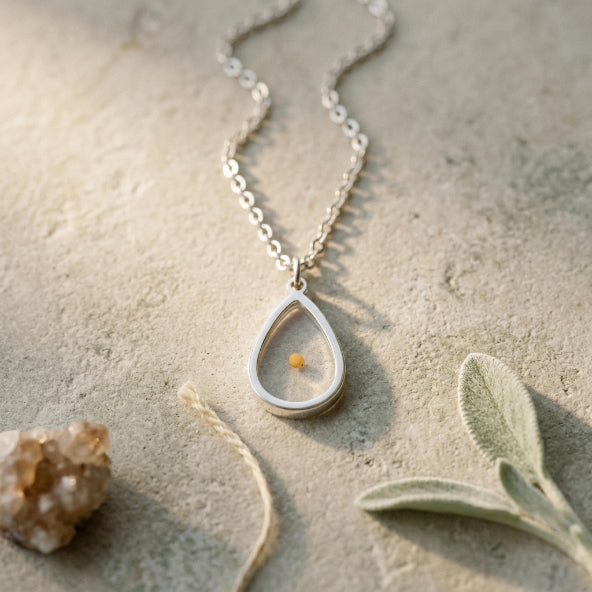 Mustard Seed Oval Necklace